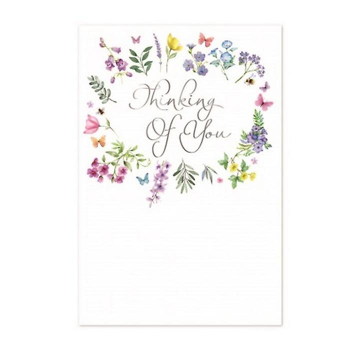 Simon Elvin Thinking Of You Flowers Sympathy Greetings Card (Pack of 6)