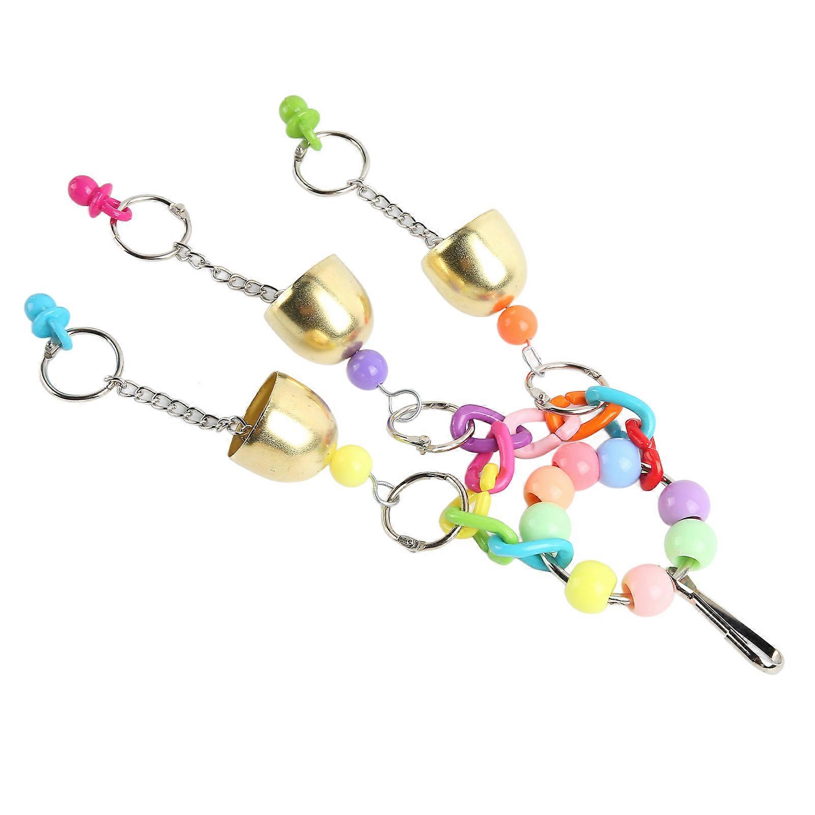 Bird Bells Toy Safe Healthy Bite Resistant Relieve Anxiety Hanging Bird Bells Toy with Sweet Sound for Parrots