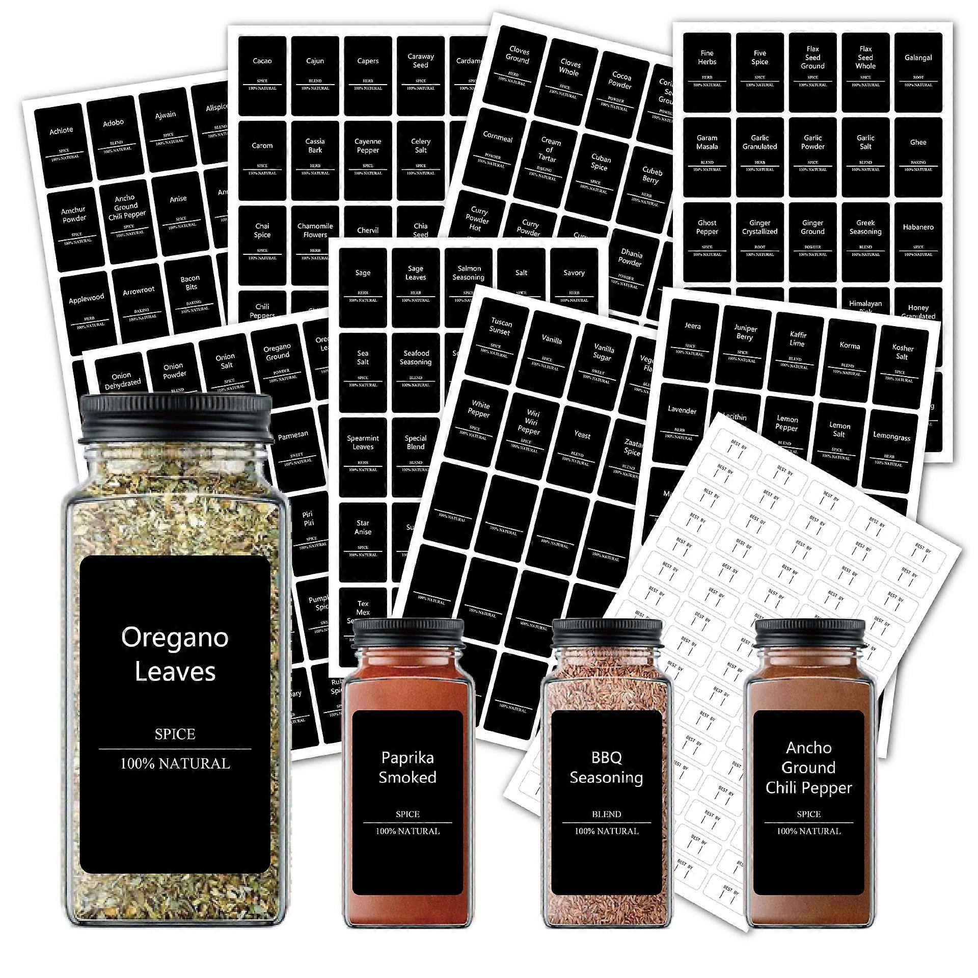 275 PCS Spice Jar Labels, Does't Include Jars, Write-On Labels for DIY, Waterproof, Oil Resistant, No Residue Herb Seasoning Labels for Kitchen Pantry