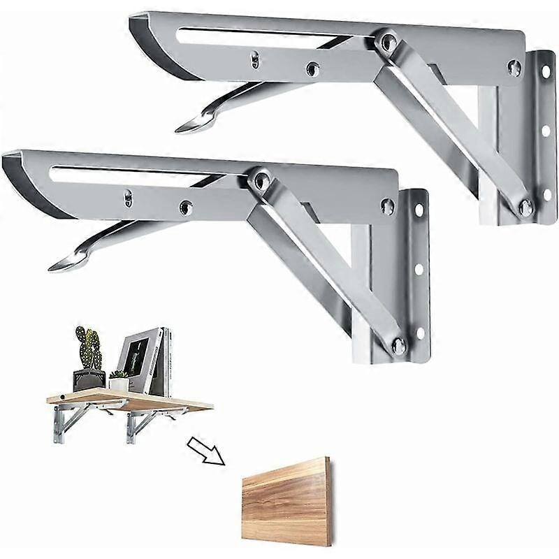 Folding Bracket 450mm, 2 Pieces Stainless Steel Folding Shelf Bracket Foldable Console Bracket for Wall Shelf, Garage Shelf Support Frame Max Load 90k