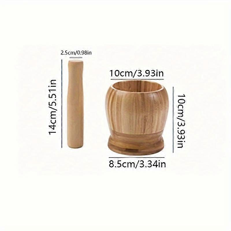 Bamboo Garlic Mortar And Pestle Set - Versatile Kitchen Tool For Garlic Press, Coffee Grinder, Herbal & Spice Crusher, Ginger Masher - Multiple Sizes 