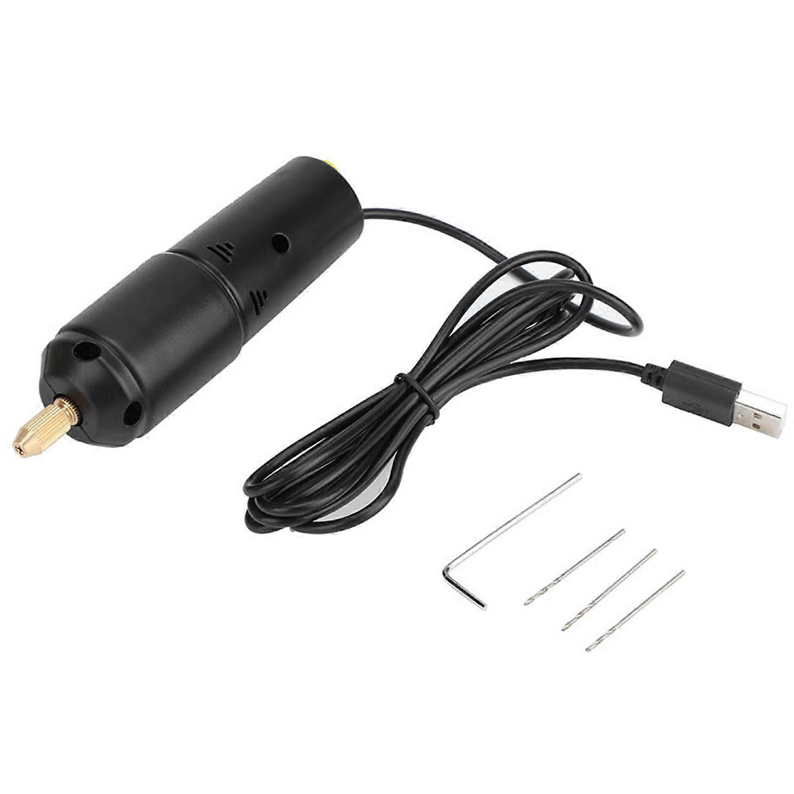 WALFRONT Portable Mini Small Electric Drills Handheld Micro USB Drill with 3pc Bits DC 5V