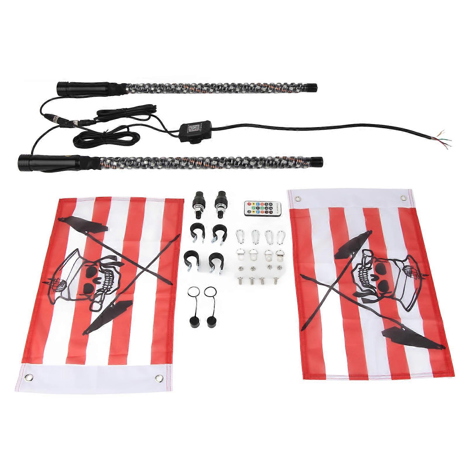 RGB LED鞭灯带旗APP控制300种模式366种模式12至24V适用于UTV ATV越野车辆船2英尺/ 60.96厘米