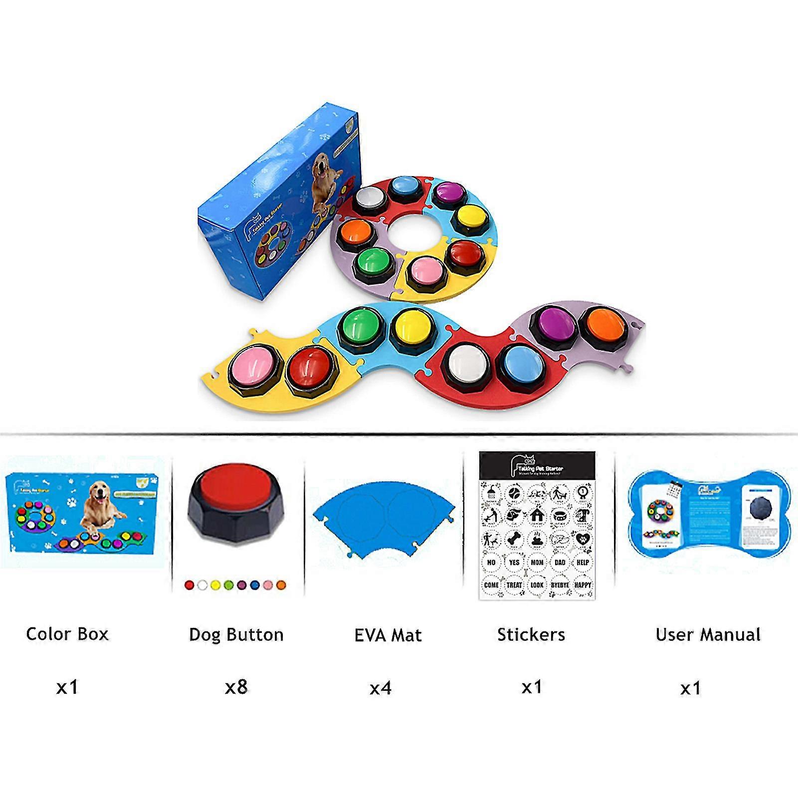 8X Recordable Dog Button Talking Button Set for Communication Pet Training