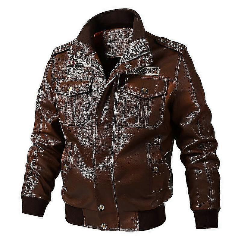 Herren Pilot Lederjacke Outdoor Gestickte Patches