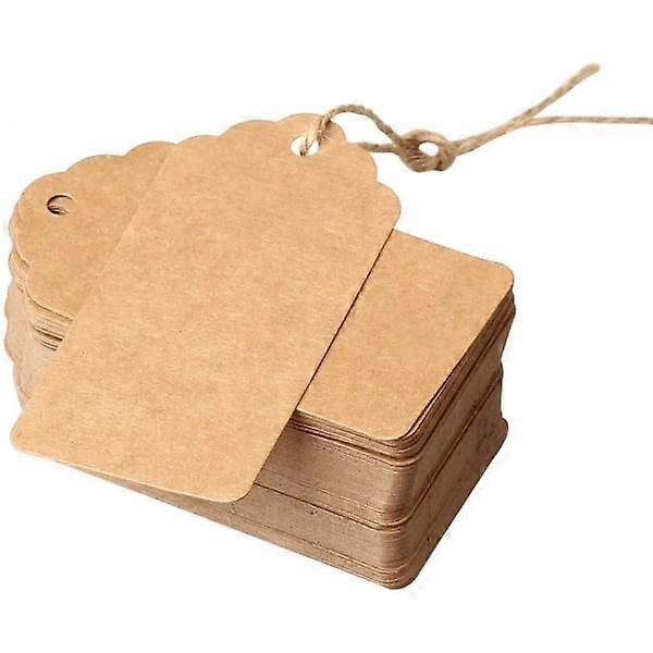 100 Brown Price tags Craft labels with string 7 X 4 Cm