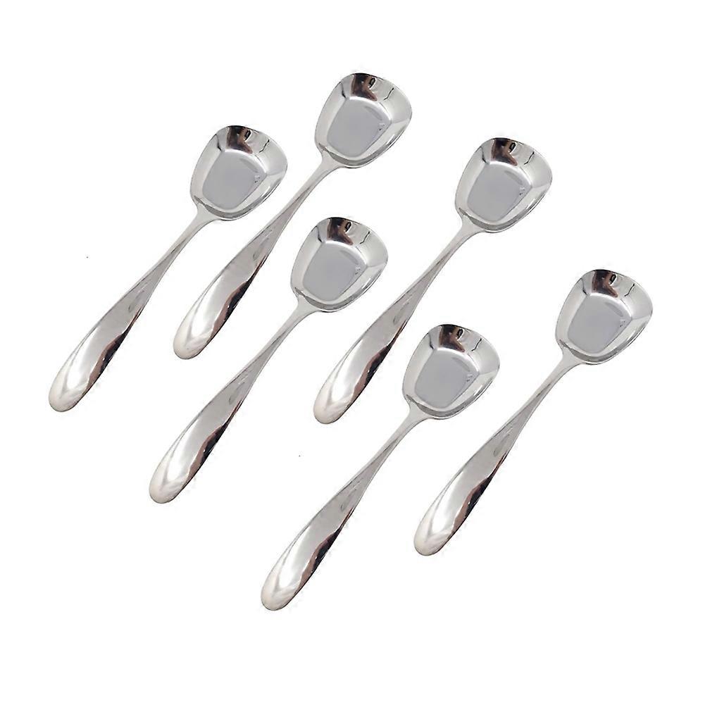 6PCS SquareHead Stainless Steel Spoons, Ice Cream Spoons, Arithmeticn Spoons, Rice Spoons, Soup Spoons