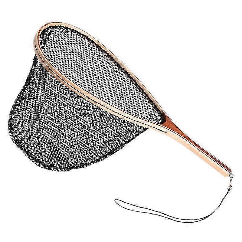 Fly Fishing Landing Net Wooden Handle Nylon Landing Handle Trout Mesh Fish Catch Release Scoop Fishing Tool