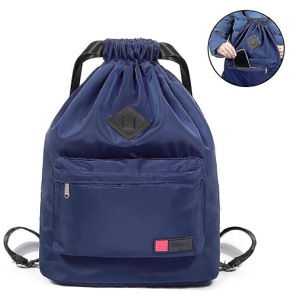 Drawstring Backpack With Shoe Pocket Water Resistant Nylon
