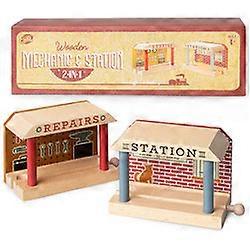 Mecânico e estação de madeira do trem
