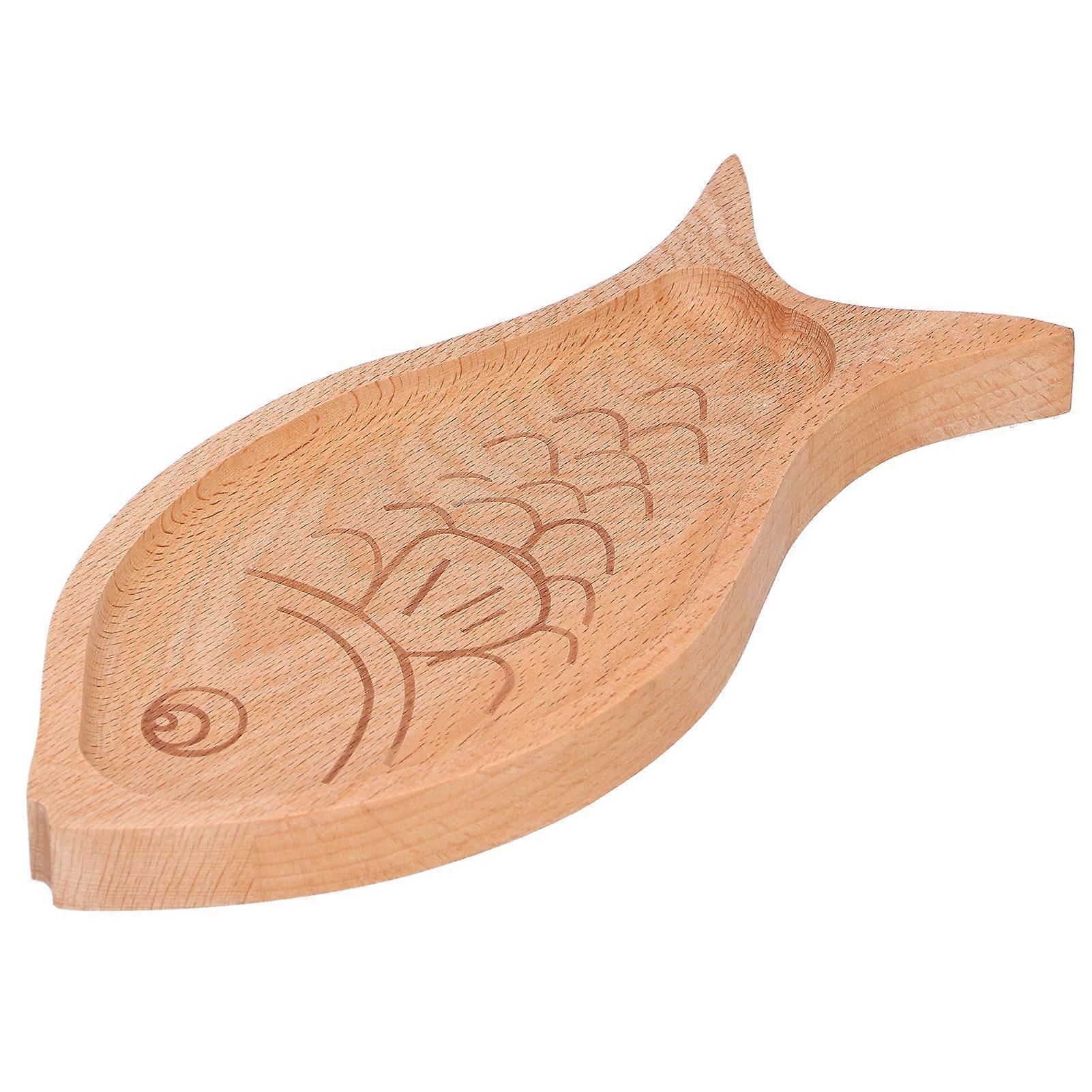 Wooden Fish-Shaped Multi-Grain Fruit Dessert Tray Candy Dish Table Box