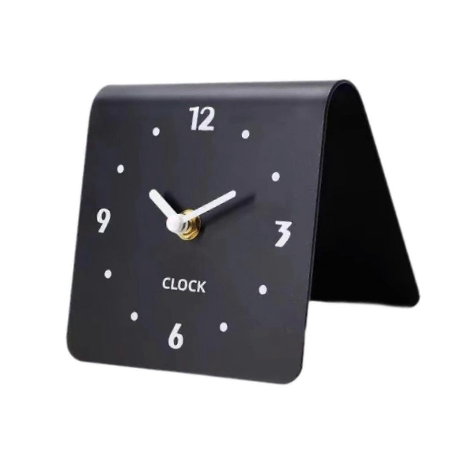 Table Clock Figurine Arabic Numbers Simple Desk Clock for Bedroom Shelf Shop Black