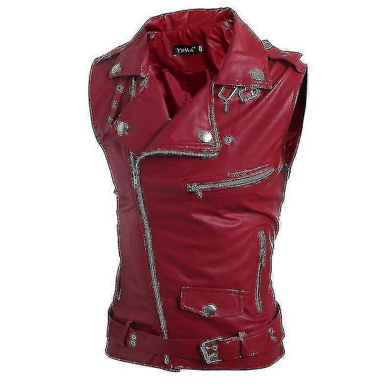 Herren Lederweste Slim Fit Multi-Zip Revers Cropped Lederweste