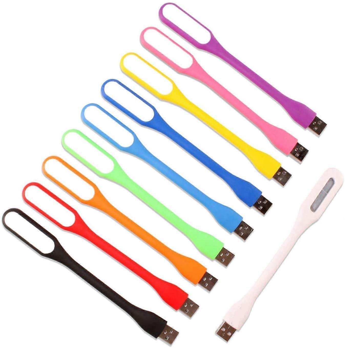 10-Pack Flexible USB LED Lights - Mini Lamp for Laptop - Adjustable Gooseneck - Random Color