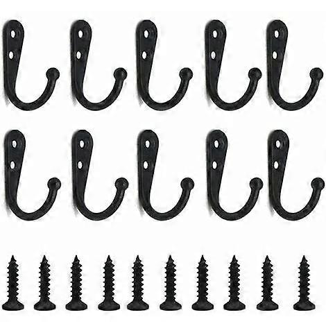 Clothes hook - black 10 packs (with screws)