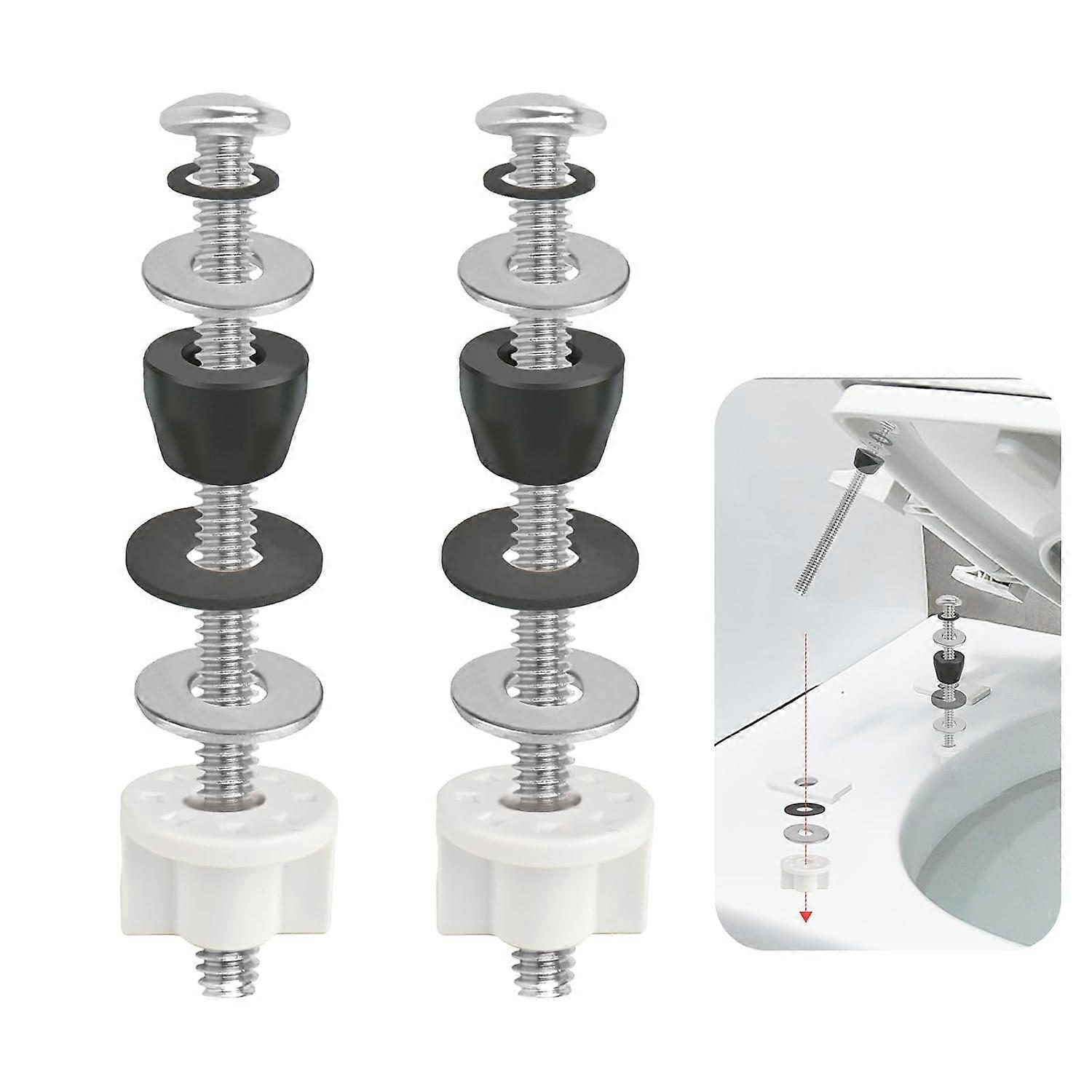 Rozsdamentes acél WC-ülőke csuklós csavarok 2 csomag WC-ülőke csavarok anyákkal és alátétekkel