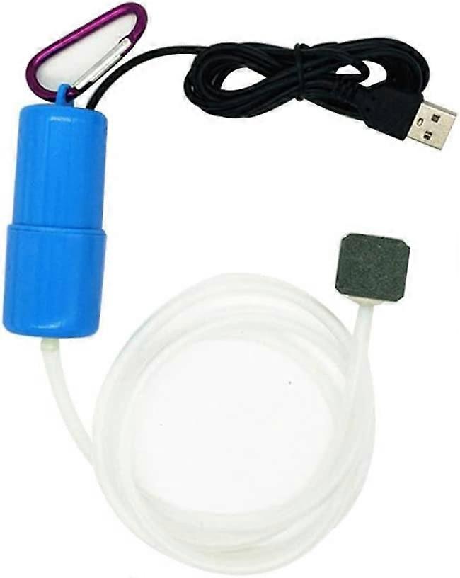 Mini USB Aquarium Air Pump with Air Stone and Silicone Hose (blue)