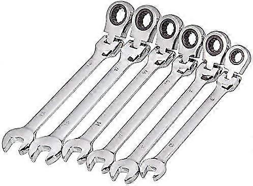 Acrux7 6 Pack Flex Head Ratcheting Wrench Set, 8-13 mm Ratcheting Combination Wrench, Chrome Vanadium Steel Gear Wrench for Metric Hex Nuts Bolts-Good