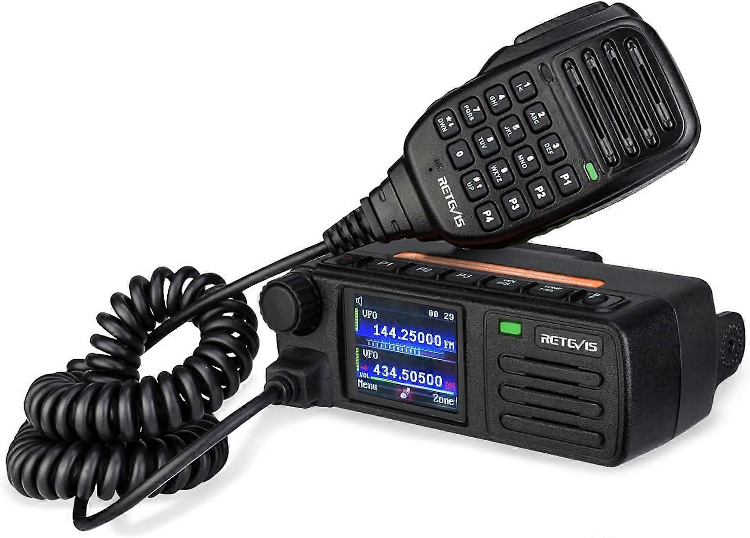 Mobile Transceiver, Dual Band Dual Monitor, DMR Digital/Analog, 4000 Channels 200,000 Contacts, Built-in GPS, Dual Time Slot, Mini Mobile Radio