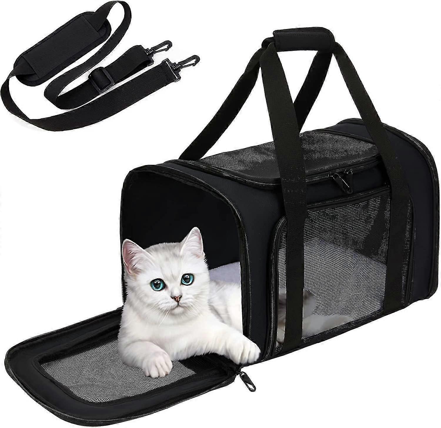 Cat Carrier Dog Carrier Pet Carrier Collapsible Puppy Carrier With Lockable Zippers-airline Approved Pet Carrier