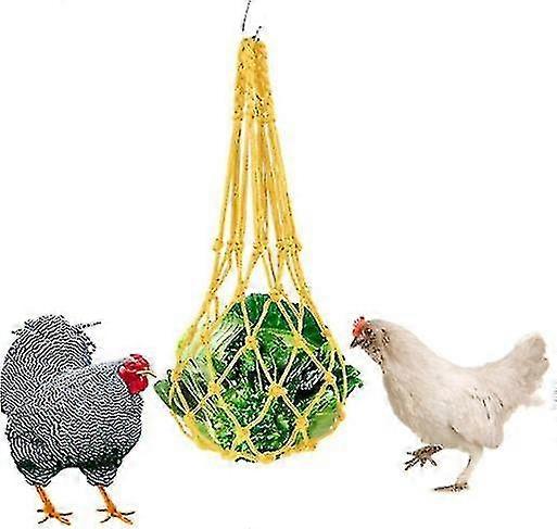 Chicken Vegetable String Bag Poultry Fruit Holder Chicken Cabbage Feeder Treat Feeding Tool With Hook For Hens Chicken Coop Toy For Hen Goose Duck