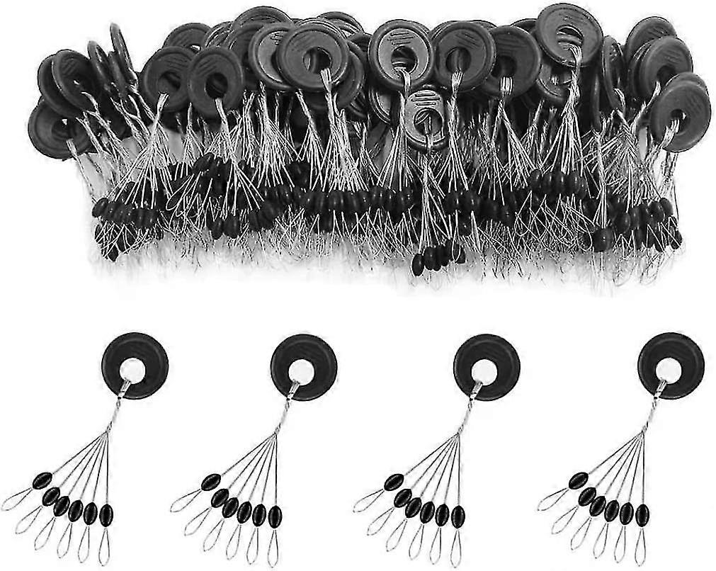 Rubber Fishing Bobber Beads Stopper, 6 In 1 Float Sinker Stops, Black Oval Shape Float Stop Available L (black) (600pcs)