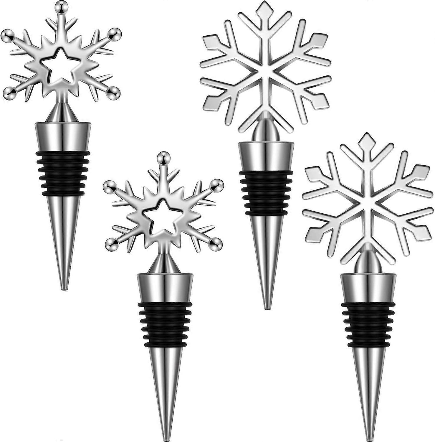 4 stycken snöflingevinproppar, julvinflaskproppar (ny stil NRM)
