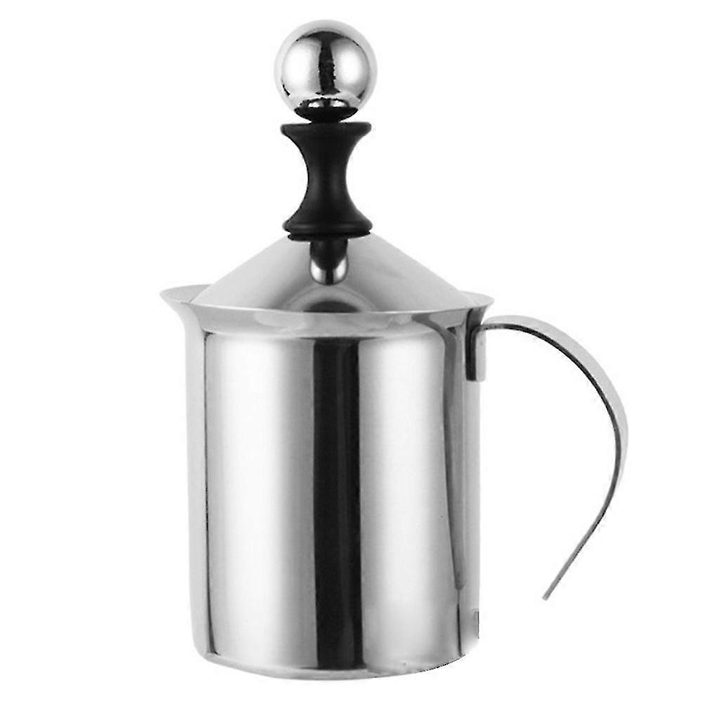 400ml Double Mesh Manual Milk Frother Stainless Steel Hand Pump Milk Foamer Handheld Milk Frothing Pitchers For Cappuccions Coffee