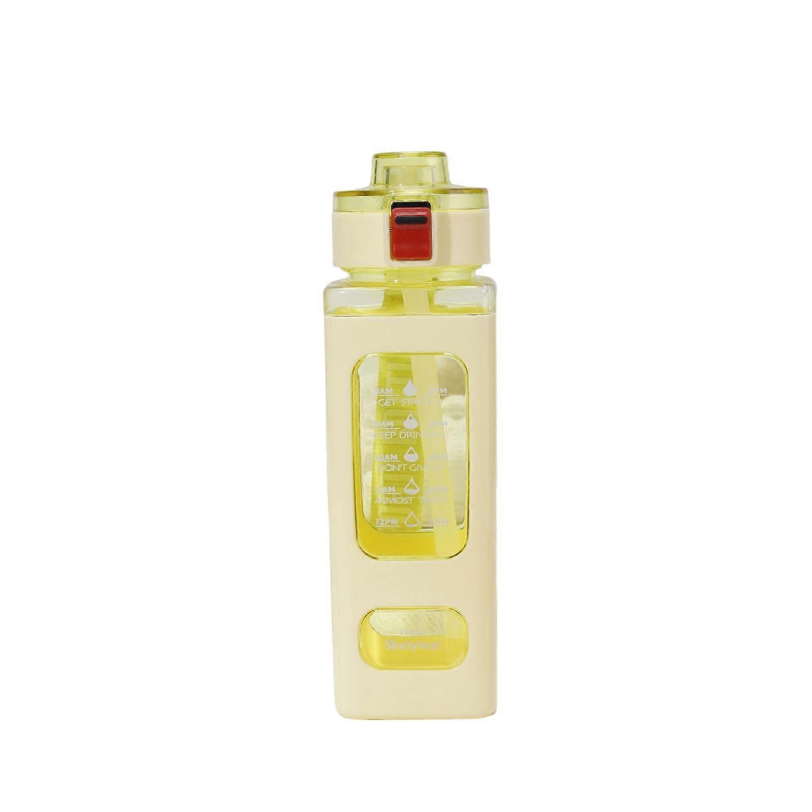 1 Set 700ml Water Bottle Leak-proof Large Capacity Ins Style Drink PC Creative Square Water Bottle Daily Use