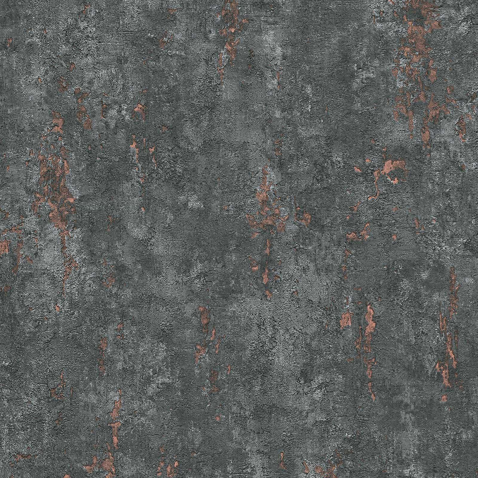 Erismann Industrial Concrete Charcoal Copper Wallpaper