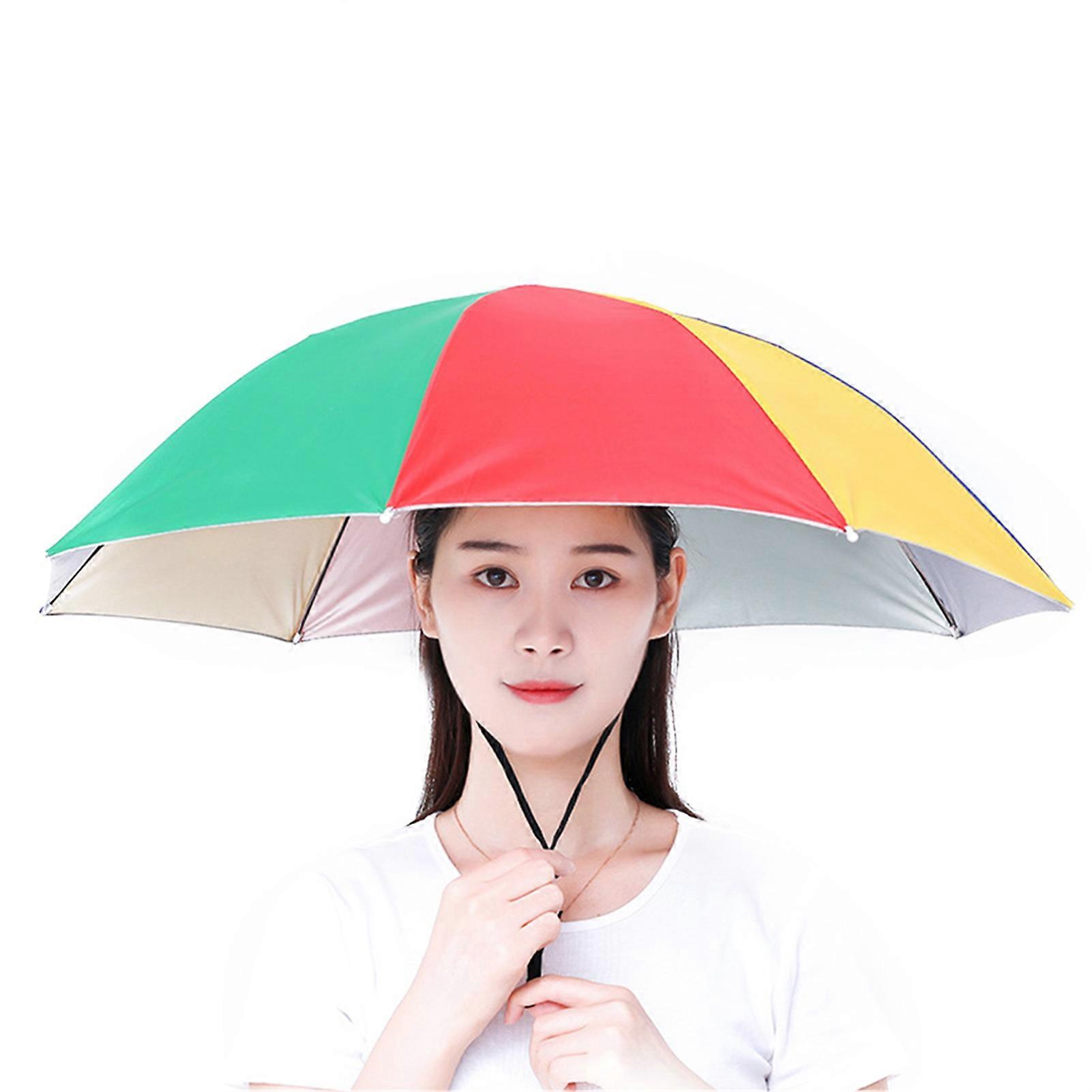 Umbrella Hat Hands-Free Umbrella Cap with Adjustable Drawstring Outdoor Sunshade