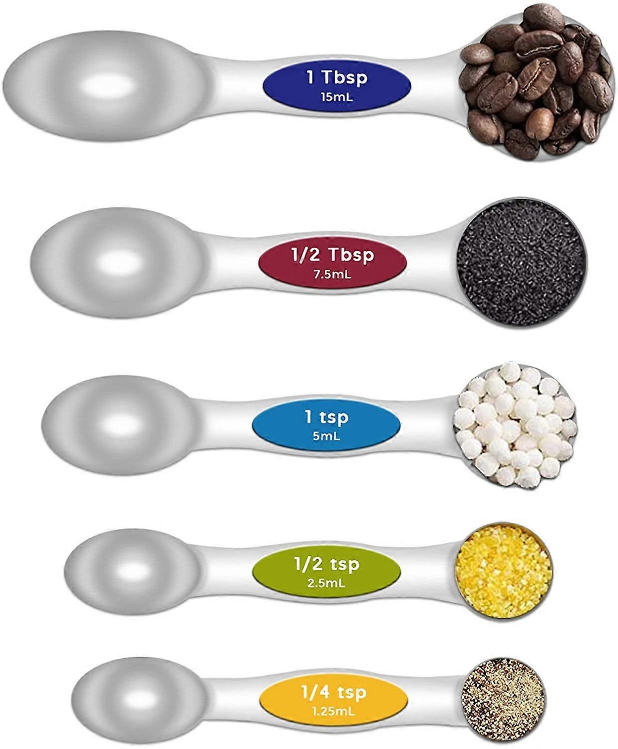 Kitchen Baking Plastic Measuring Spoon &Cups Set for Dry or Liquid (5 pcs, Mixed Color)
