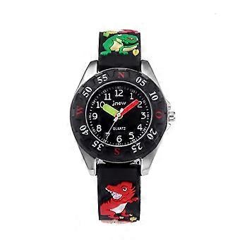 JNEW 6811-86172 Dibujos animados para niños 3D dinosaurio correa de silicona reloj de cuarzo impermeable