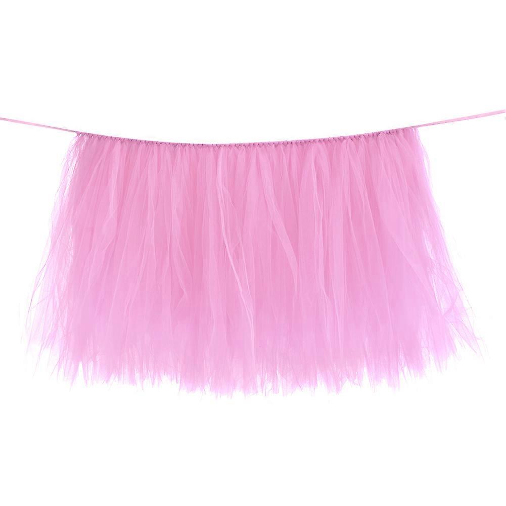 Decorative Tulle Table Skirt for Wedding Birthday Party Registration Table TableclothPink