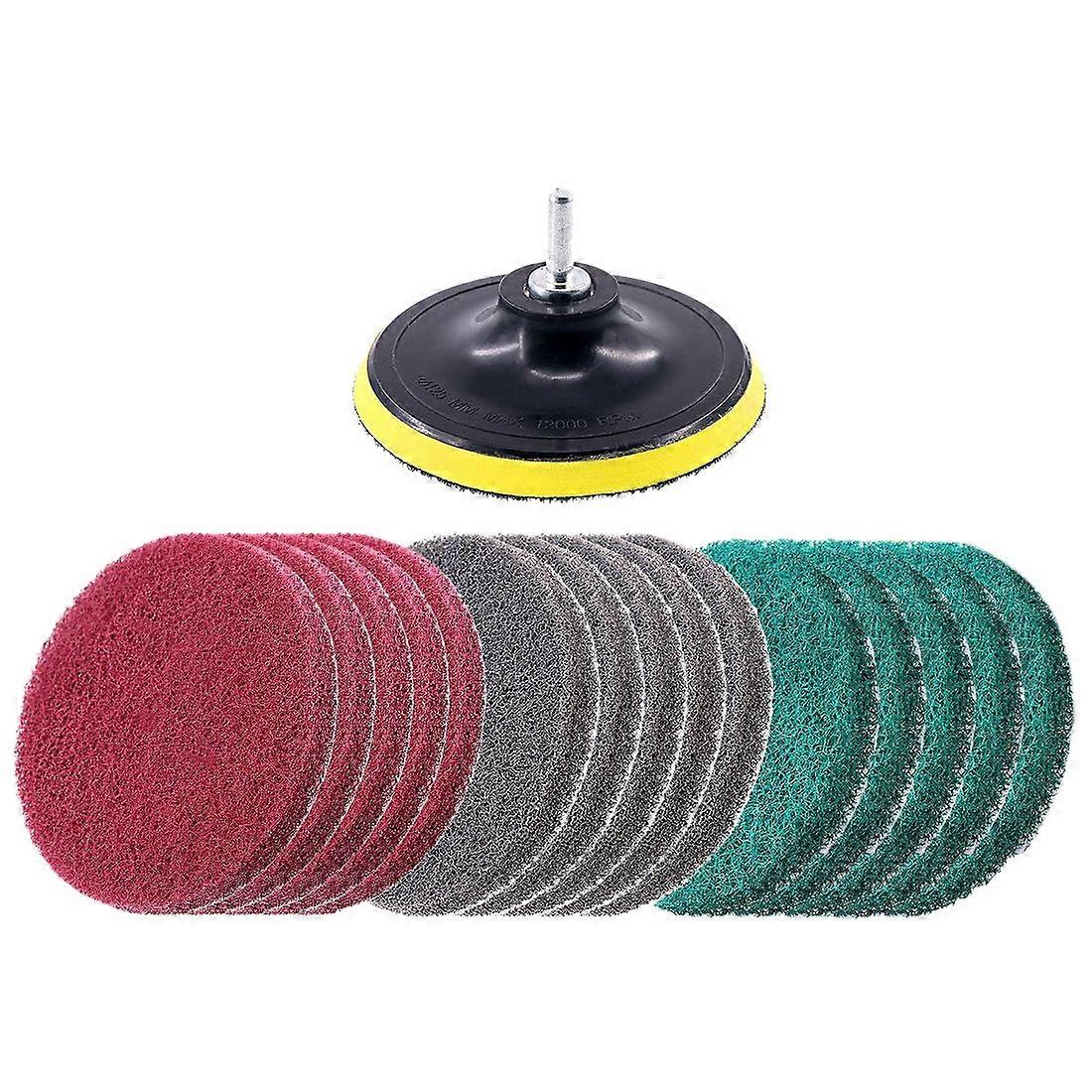 16Pcs 5Inch 3 Different Color Scrubbing Pads Drill Powered Brush Tile Scrubber Scouring Pads Cleani