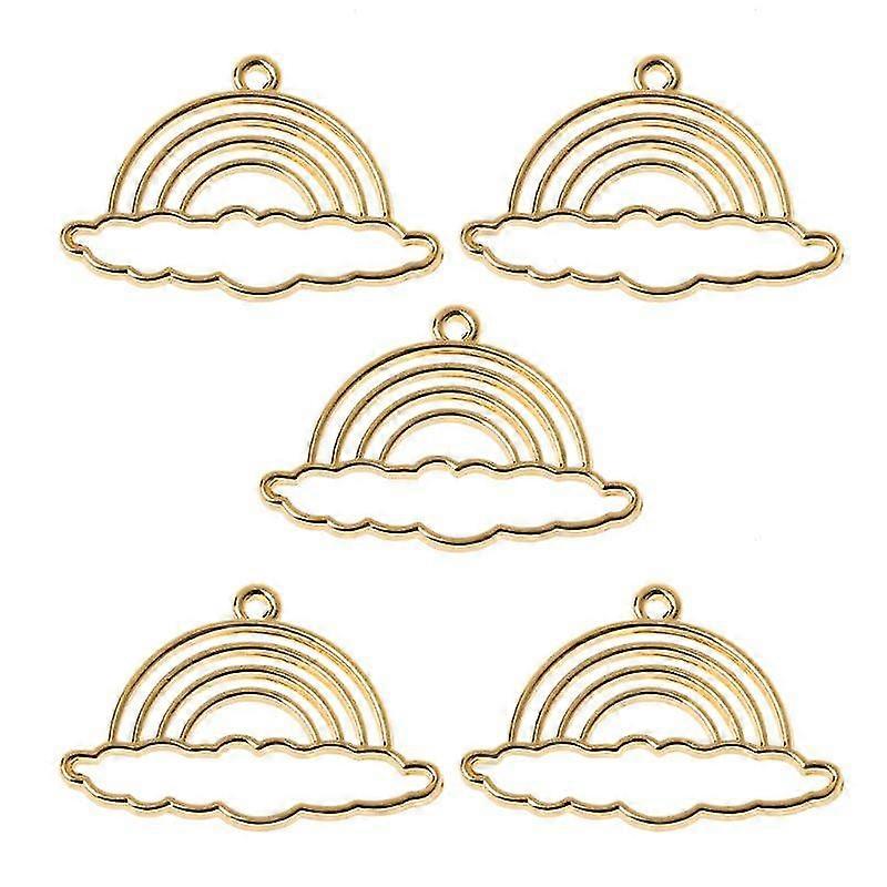 5x/set Rainbow Metal Frame With Loop Open Bezel Setting Pendant Uv Resin Charms