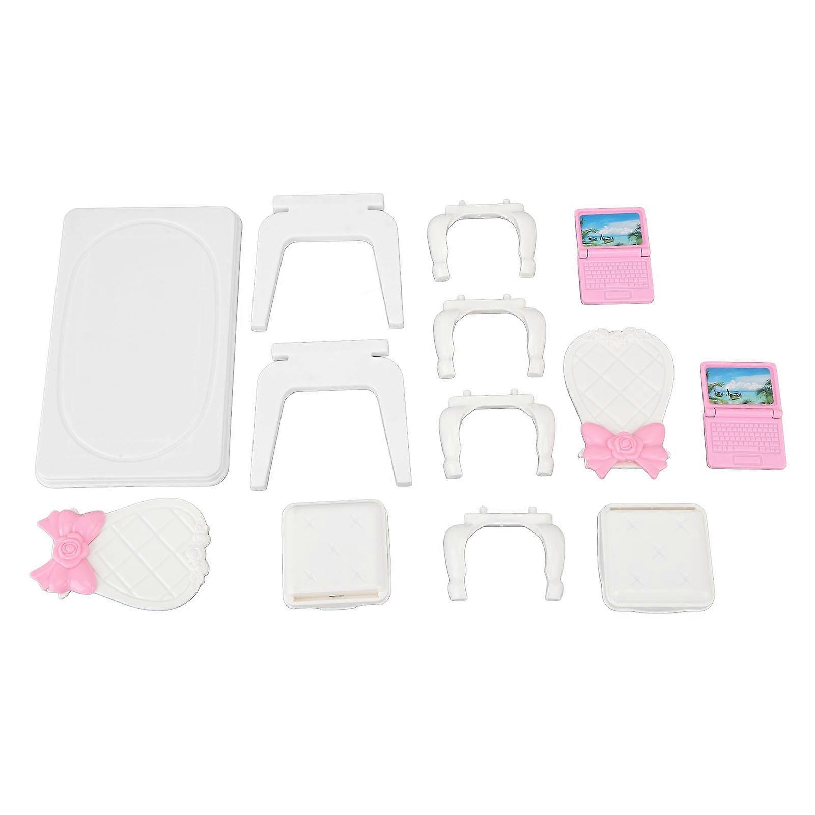 Dollhouse Laptop Table Chair 1/16 Scale Simulation Educational Miniature Notebook Desk Chair Set for Child Adults