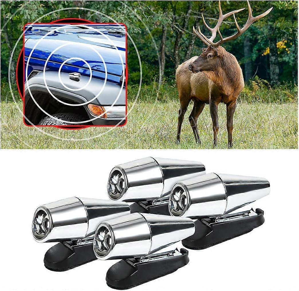 4Pcs Ultrasonic Deer Whistle, Warning Device to Repel Wild Animals, Sound Warning Device to Avoid Deer Collisions, Protection for Cars(Silver)