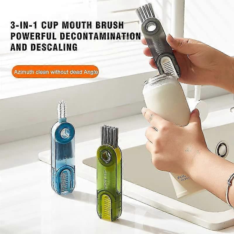 3 In 1 Tiny Bottle Cup Lid Detail Brush Straw Cleaner Tools, Multi-functional Crevice Cleaning Brush