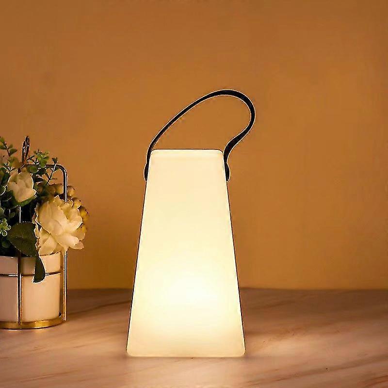 8 color led rechargeable table lamp, white, trapezium