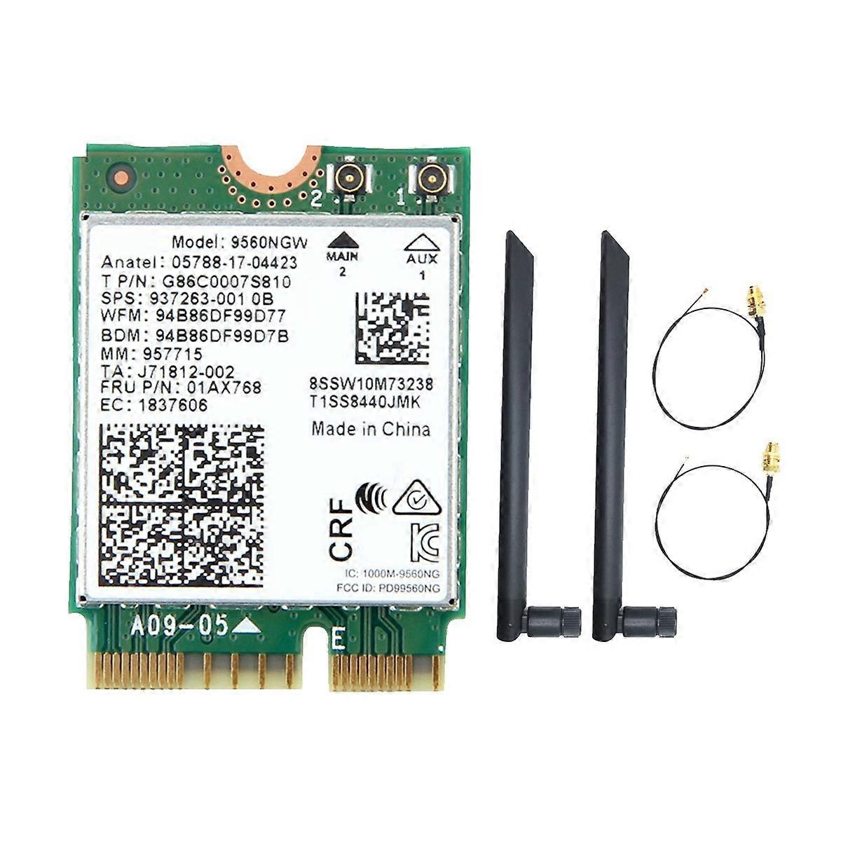 9560NGW WiFi Card+2XAntenna 1730Mbps Wireless AC 9560 2.4G+5G BT 5.0 802.11Ac M.2 CNVI 9560NGW Wire