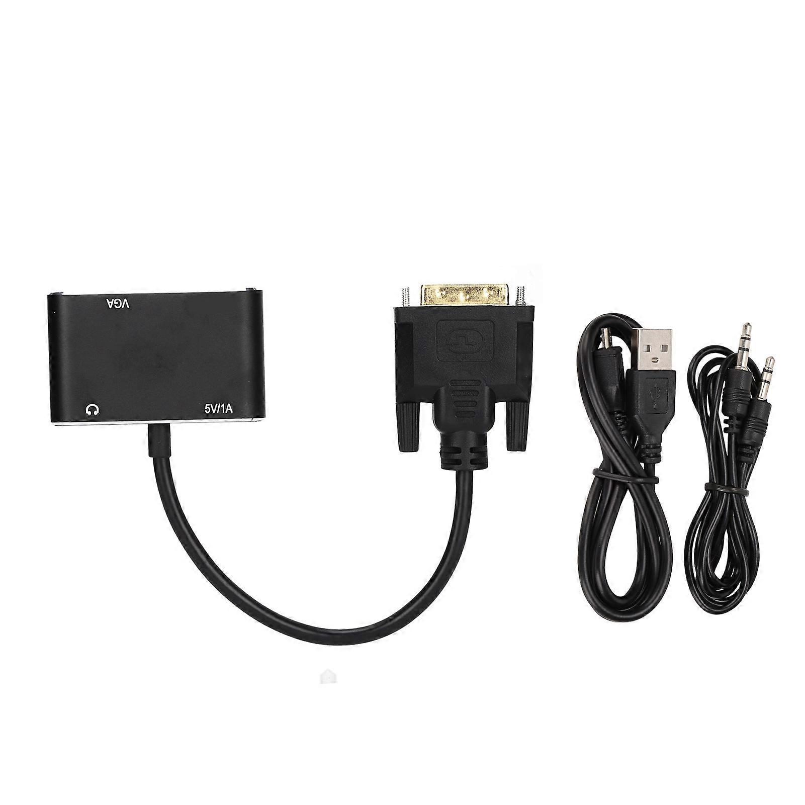 2 in 1 Splitter DVI to VGA High Definition Multimedia Interface Adapter High Resolution Stable Computer Accessories