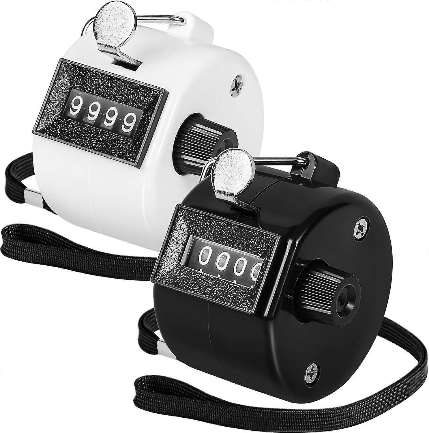 Pack of 2 Colors Handheld Tally Counter 4-Digit Number Count Clicker Counter, Hand Mechanical Counters Clickers Pitch Counter BlackWhite