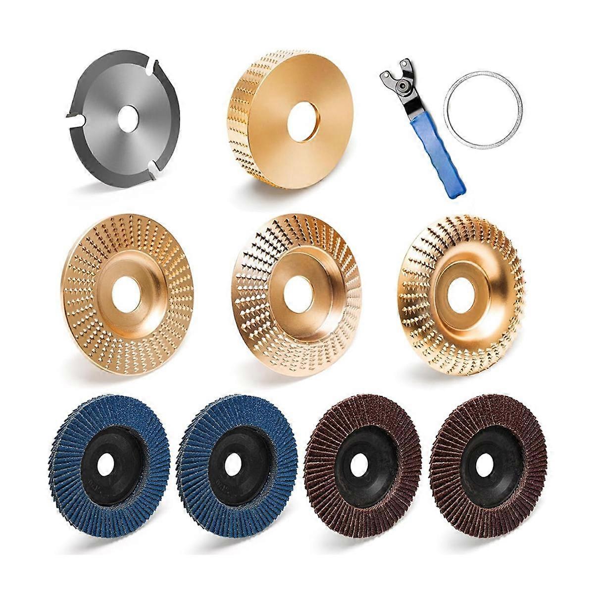 9Pcs Angle Grinder Wood Carving Disc Set, Angle Grinder Carving Disc Set Include 4 Wood Shaping Grinding Disc Wheels