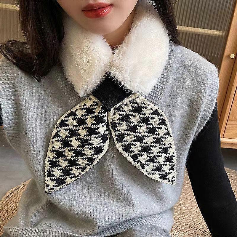 Plush Scarf Neck Warmer Knitting Wool Soft Warm Peach Heart Cross Scarves