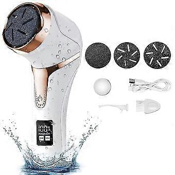 Rechargeable Electric Callus Remover - Professional Foot Care Kit, 3 Heads, 2 Speeds, Lcd Display -SJL