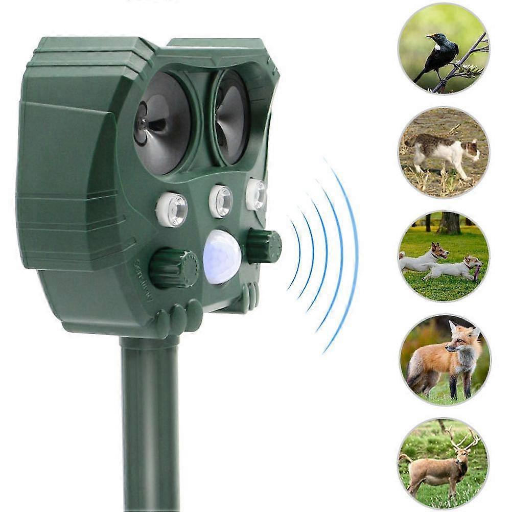 Outdoor Solar Ultrasonic Repeller Bird Repeller Animal Repeller Repellent Dog Cat Repellent Mouse Repellent Snake Flash Grass Green