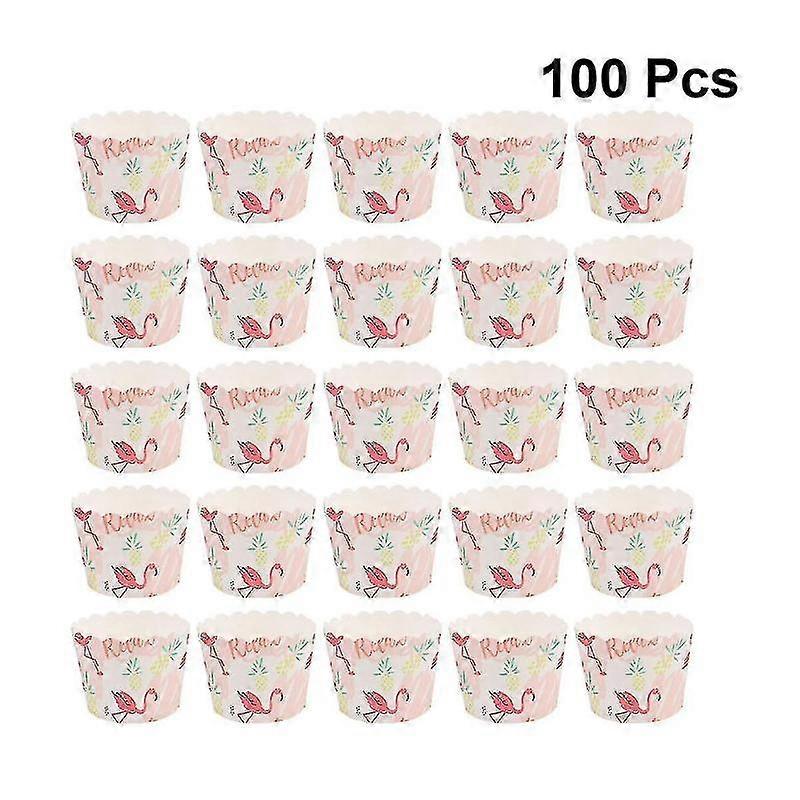 100pcs Colorful Baking Cups Hard Paper Cupcake Containers    (random Layout Pattern)