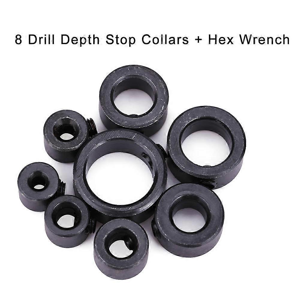Woodworking Tool 3~16mm Drill Depth Stop Collars Assortment Set 8pcs with Hex Wrench