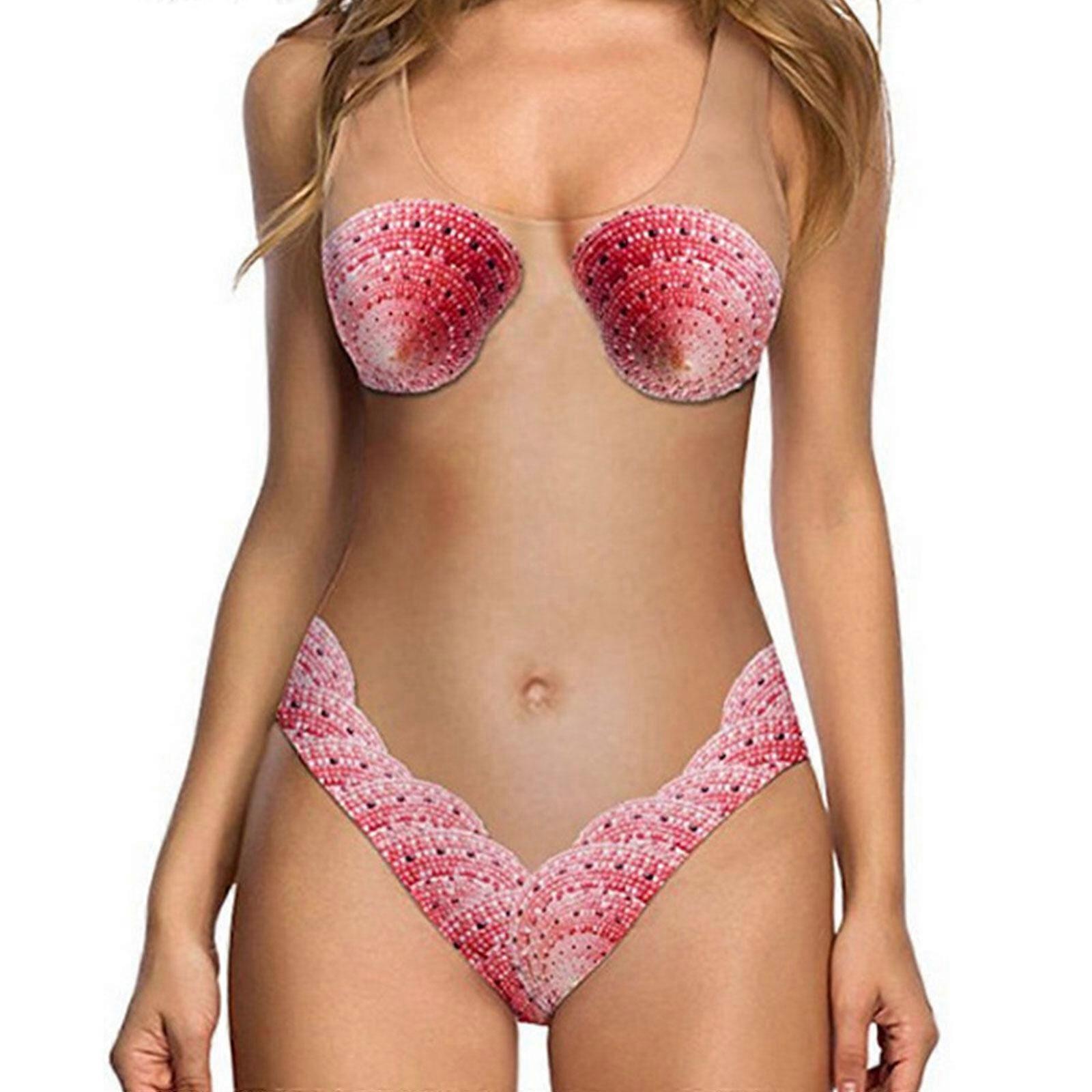 Női One Piece 3D Fake Bikini Print Vicces fürdőruhák Fürdőruha Fürdőruha Strandruha